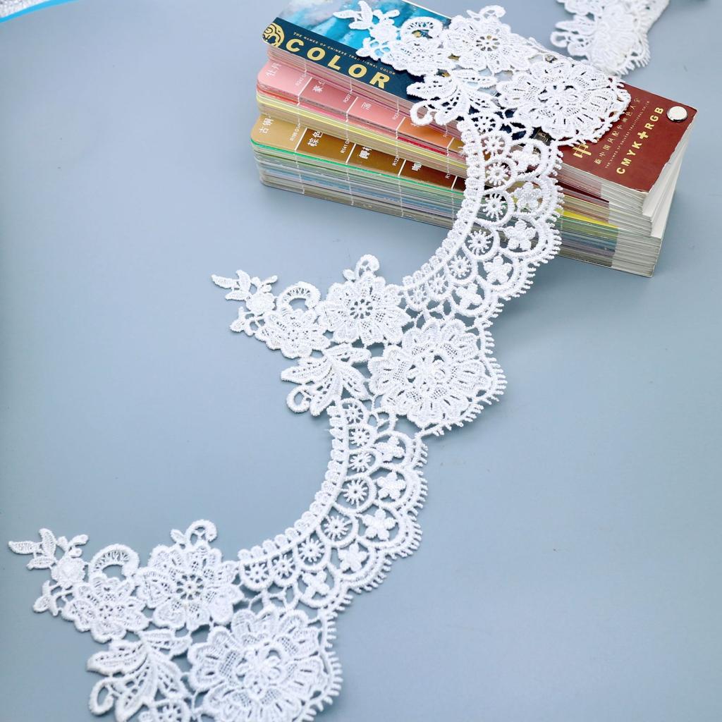Water Soluble White Embroidered Polyester Lolita Polyester Lace, Curtain Clothing Accessories