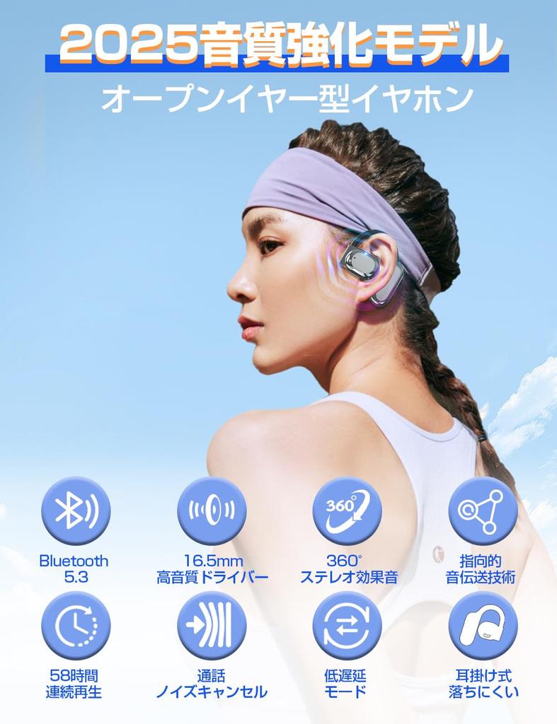 Bluetooth Earphones [2025 Sound Quality Specialized Model, Open-Ear Type] Wireless Earphones, Over-the-Ear Design, Bone Conduction Innovation,