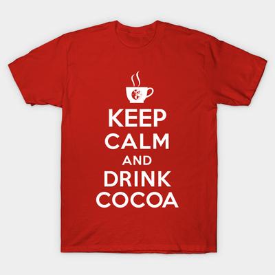 Asian Size Men Print T-shirt Keep Calm And Drink Cocoa No-Cut Heat Transfer Print Cotton Tshirt