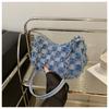 Street Style Star Pattern Denim Chain Crossbody Bag With Zipper Closure For Daily Use