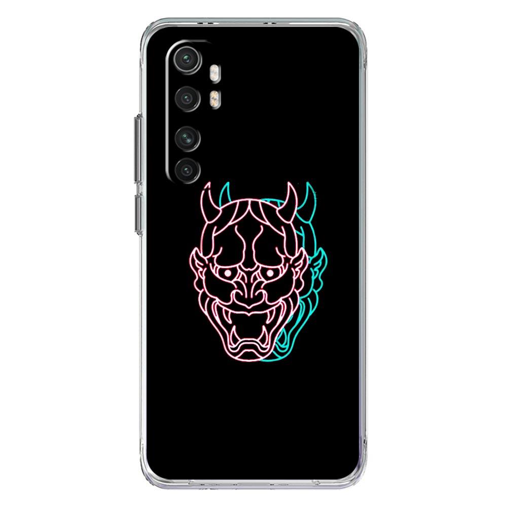 Samurai Oni Mask neon etui na telefon do Xiaomi Mi 12T 10 12 Lite 11 Ultra 11X 11T Pro 11i Poco X4 X3 NFC F3 M3 M4 5G Przezroczysta obudowa