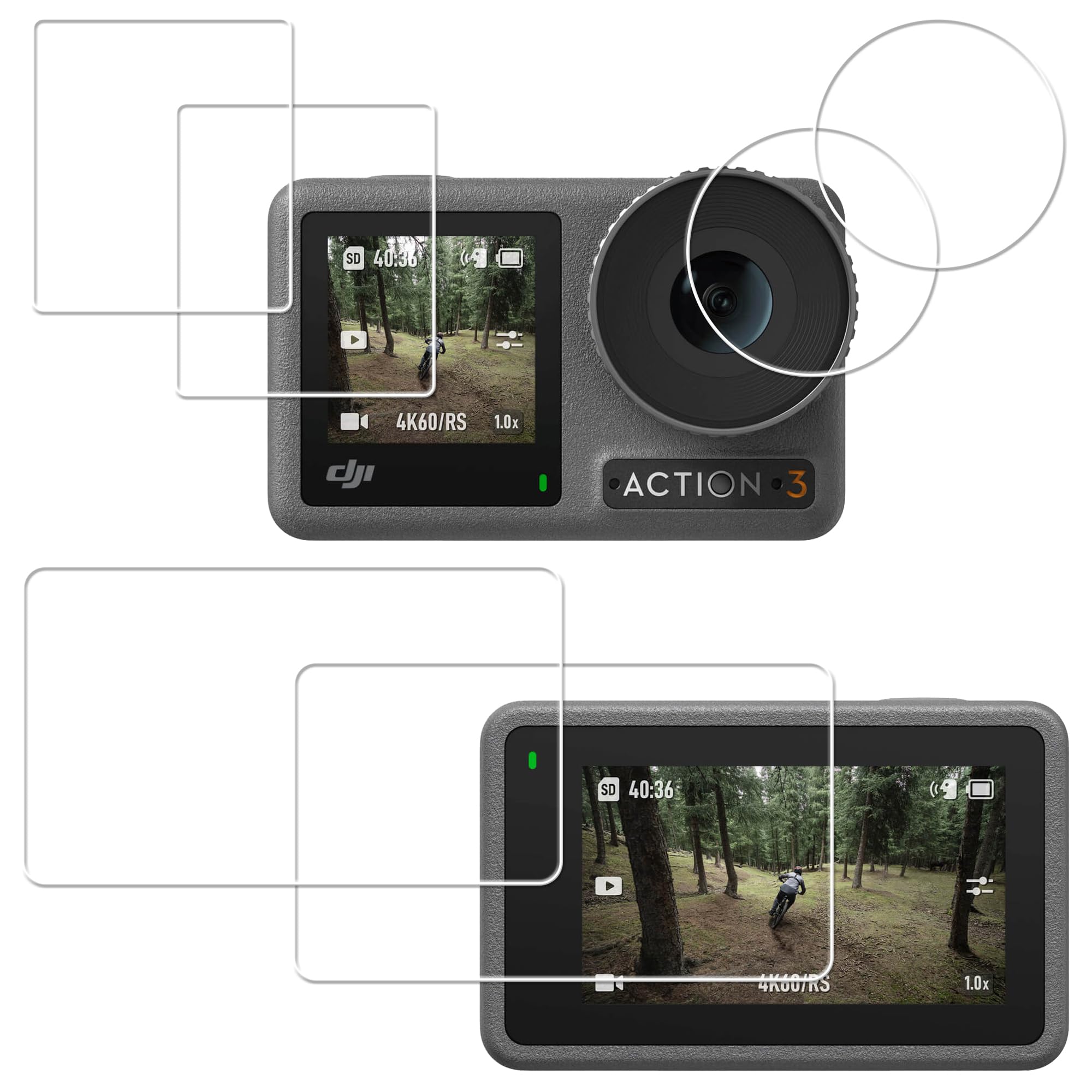 

HKKAIS dji osmo action 3 glass film [set of 2] Made with Japanese glass, glass film for DJI OSMO Action 3, tempered glass, LCD screen protective film