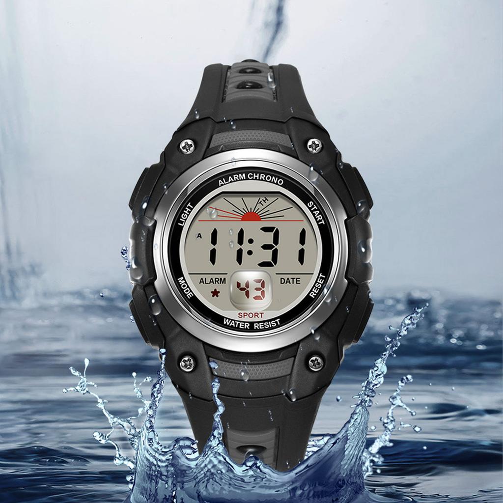 50m Waterproof Men Women Digital Watch LED Night Light Stopwatch Calendar Alarm 12Celsius24H Rubber Band Shockproof Watch