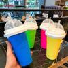 Slushy Maker Cup with Lid Quick-Frozen Large Capacity Slushie Cup for Juices Milk & Ice Cream Make Portable Smoothie Squeeze Cup