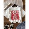 European Sizes This Short-sleeved T-shirt Features a Cute Fox, Floral, and Sun Print. The Soft, Comfortable Round Neck Design Makes Perfect for Girls