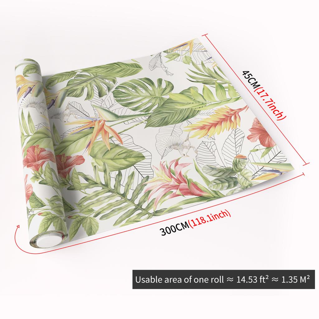 45x300CM Fresh Style Adhesive Wall Wallpaper,Waterproof PVC Peel&Stick Wall Sticker for Kids Room Bedroom Living Room Home Decor