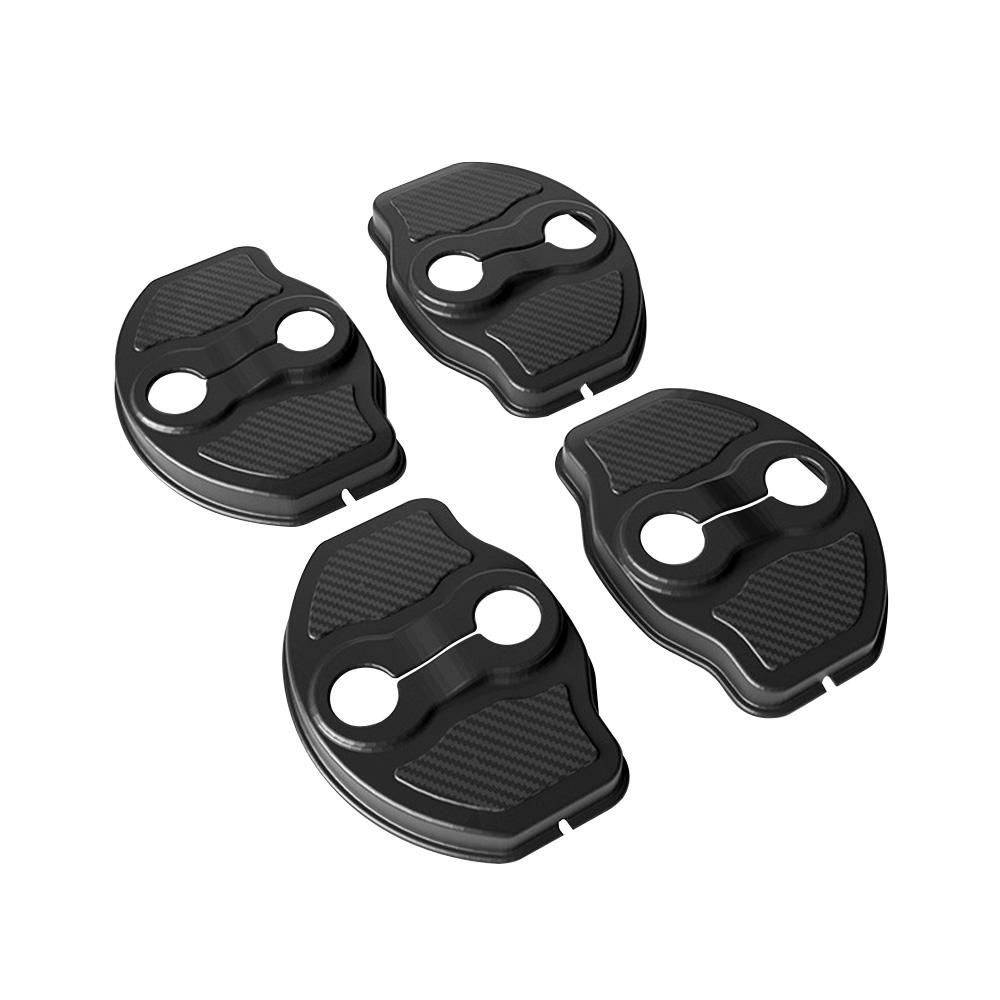 For 2016-2023 Tesla Model 3 Model Y Door Lock Cover Protective Latch Cover ABS Carbon Fiber Style 4pcs