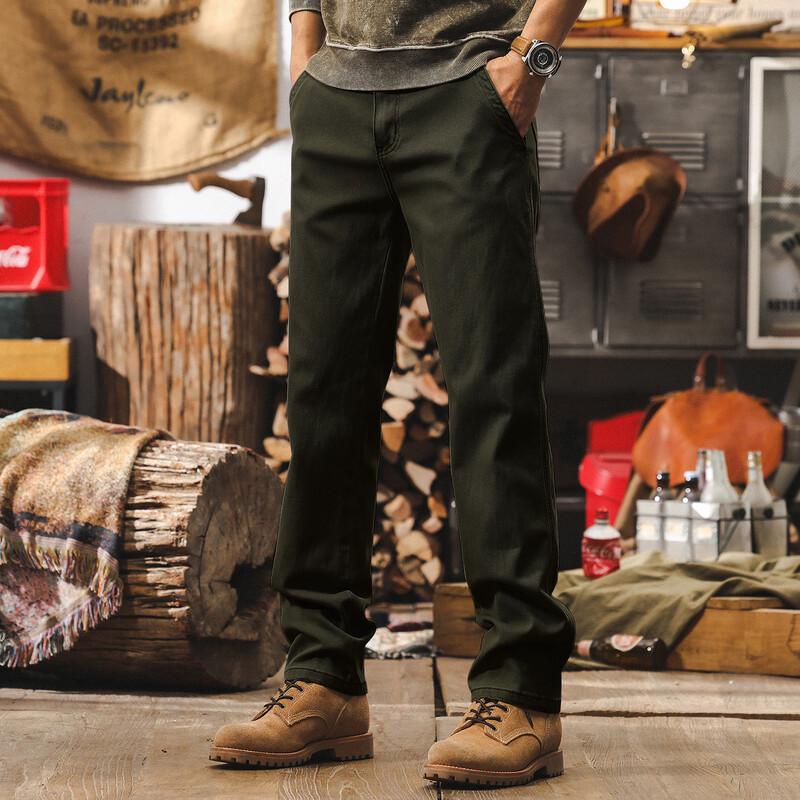 Jie Leinong Men's American Retro Straight-Leg Jeans