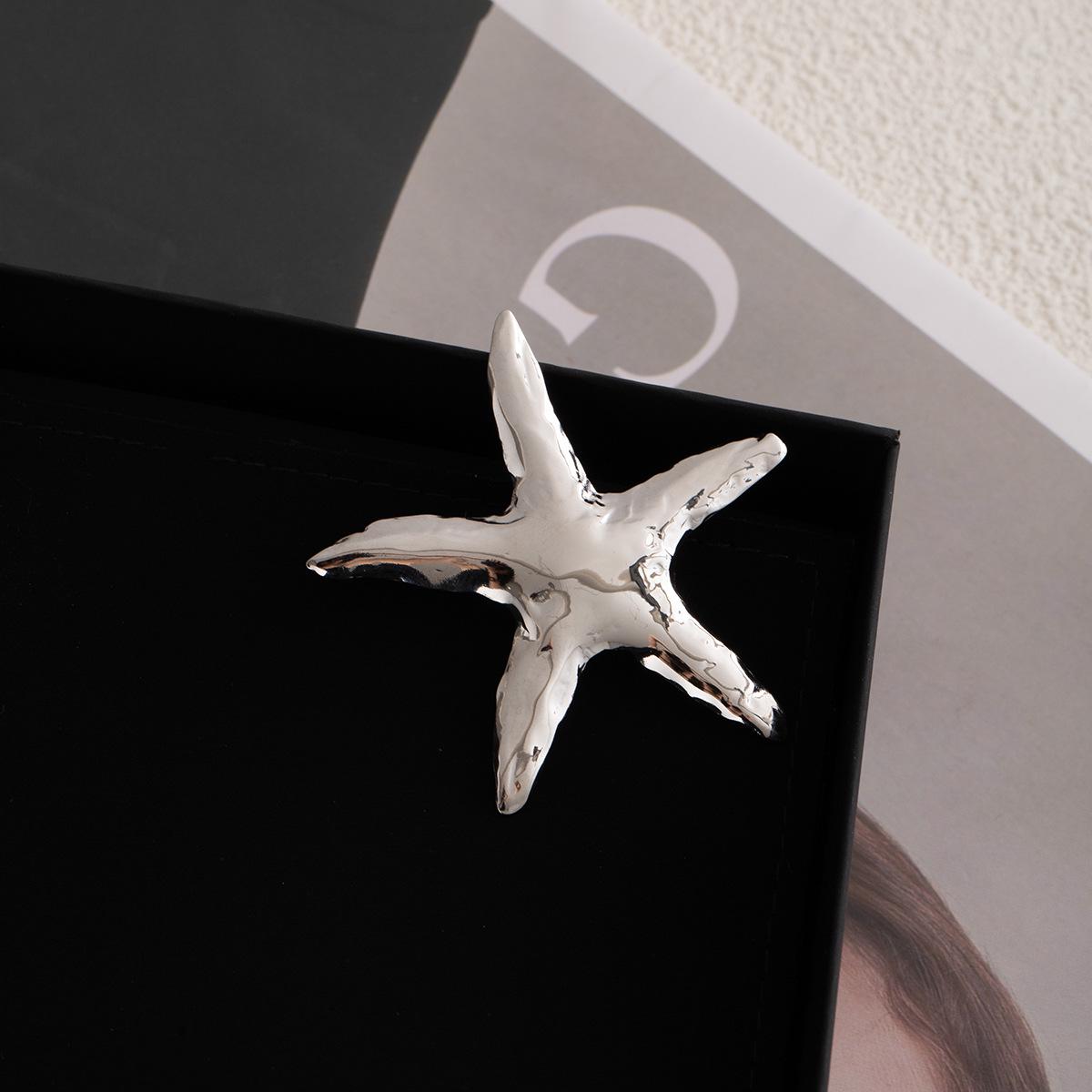 Брошь из нержавеющей стали Серебряная морская звезда - Высококлассный европейский и американский модный аксессуар