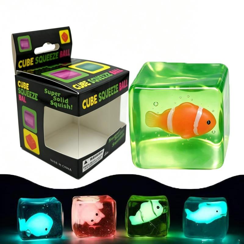 Luminous Maltose Ice Cube Pinch Cube Whale Clown Fish Decompression Release Ball Slow Rebound Toy