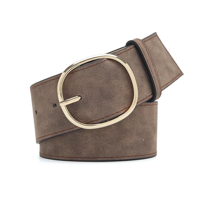 

Широкий пояс, женский декоративный внешний плащ, платье, круглая пряжка, однотонный, простой, подходящий к одежде, аксессуары, ремень для женщин Length 107 Width 4.3 темно-коричневого