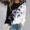 Fall/Winter 2025 New Fashion Crew Neck Long Sleeve Printed Women's Top Elegant Casual Loose Hoodie