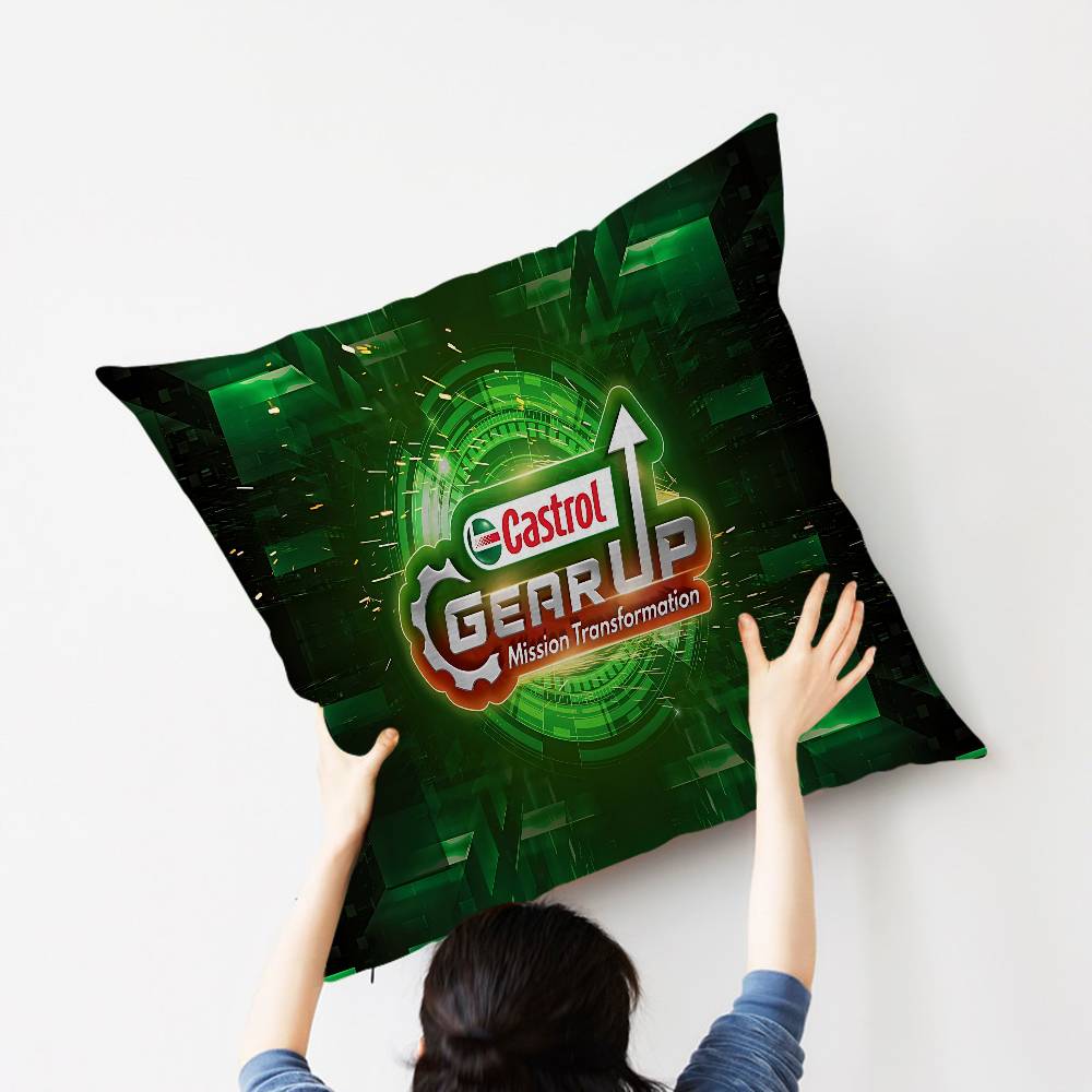 British Petroleum Company C-Castrol Cushion Cover Car Throw Pillow Case For Sofa Car Christmas Gift 40x40cm 45x45cm