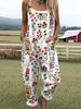 Colorful Flower Printed Overalls Can Be Worn On Vacations and Daily Dates. Pastoral Straight Jumpsuits.