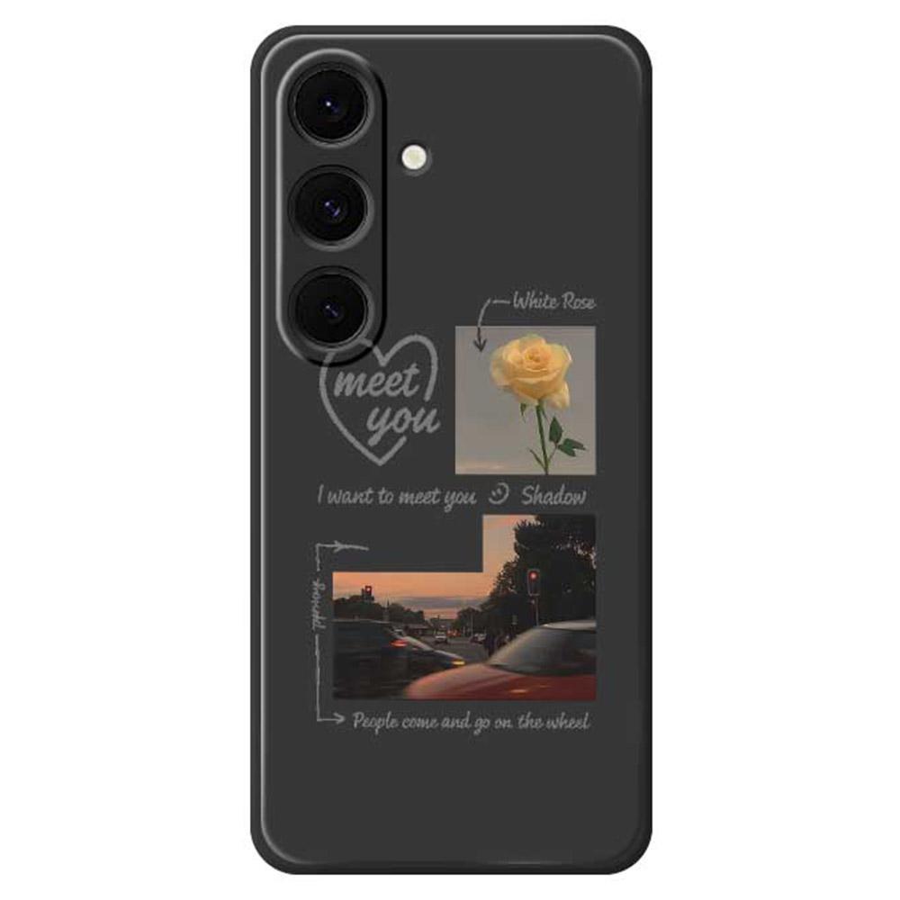 

For Samsung Galaxy S25+ Case Meet You Photo Pattern Printing Straight Edge TPU Phone Back Cover Black