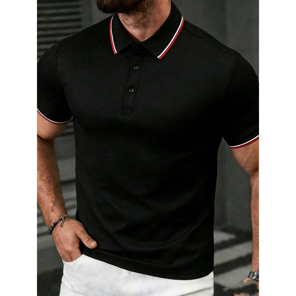Daily essential! Men's short-sleeve polo shirt, casual and comfortable.