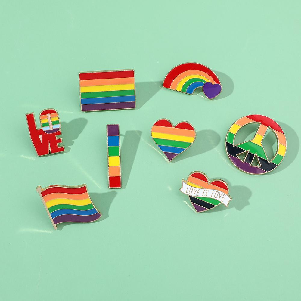 LGBT Rainbow Flag Pins Creative Heart Yeh Finger Enamel Pin Clothes Bag Lapel Gay Lesbian Pride Icon Badge Brooch Unisex