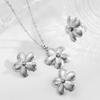Fashion Is Simple Temperament Flower Pendant Necklace, Personalized Design Earrings Ring Jewelry Set