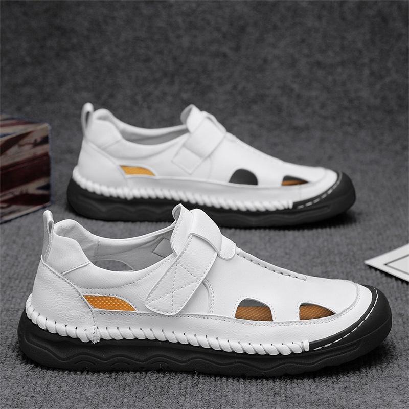 Summer Men's Leather Casual Closed Toe Sandals Casual Sandals for Men Casual Shoes Handmade Leather Shoe