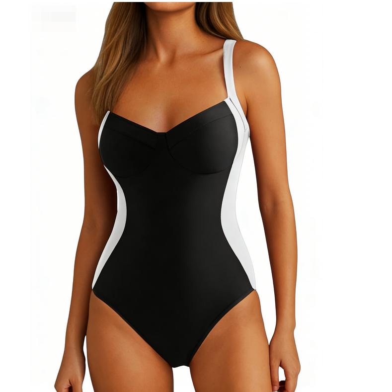 Women's Color-blocked Backless One-piece Swimsuit