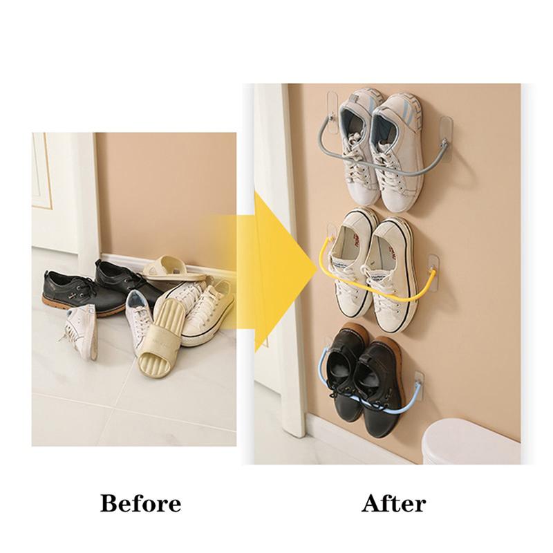 Wall Mounted Shoe Rack Foldable Shoes Hanger Slippers Drain Storage Rack Shelf