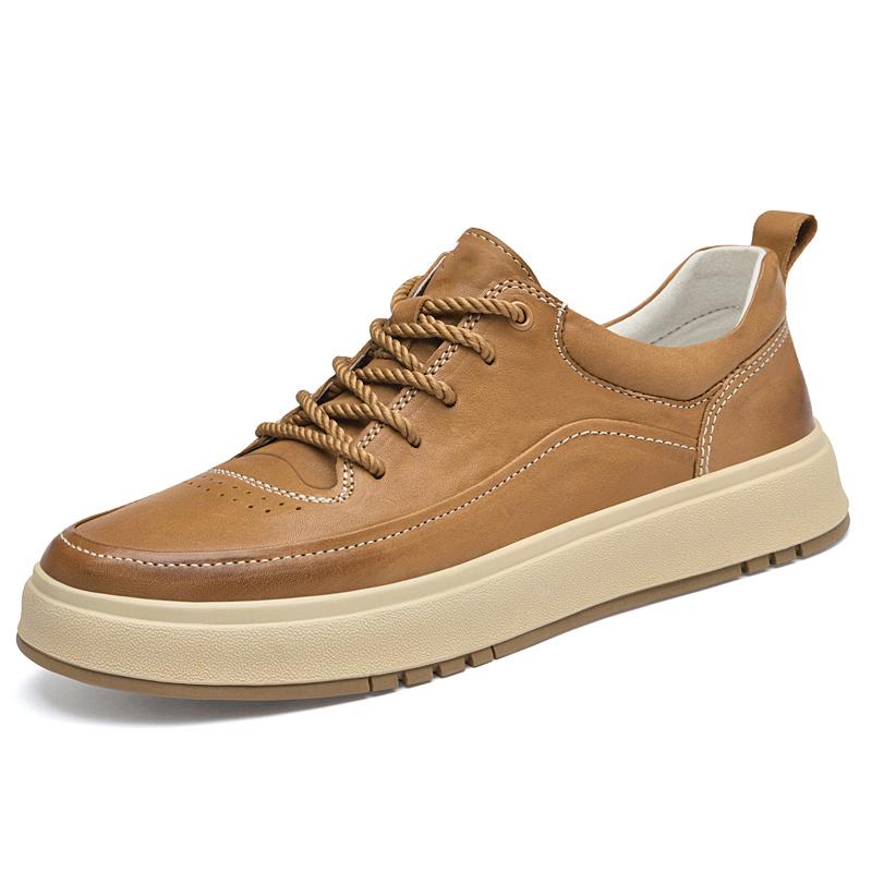 Fashion Genuine Leather Men's Skateboard Footwear Handmade Casual Shoes Classic Leisure Walking Shoes Outdoor Male Sneakers Sports Shoes