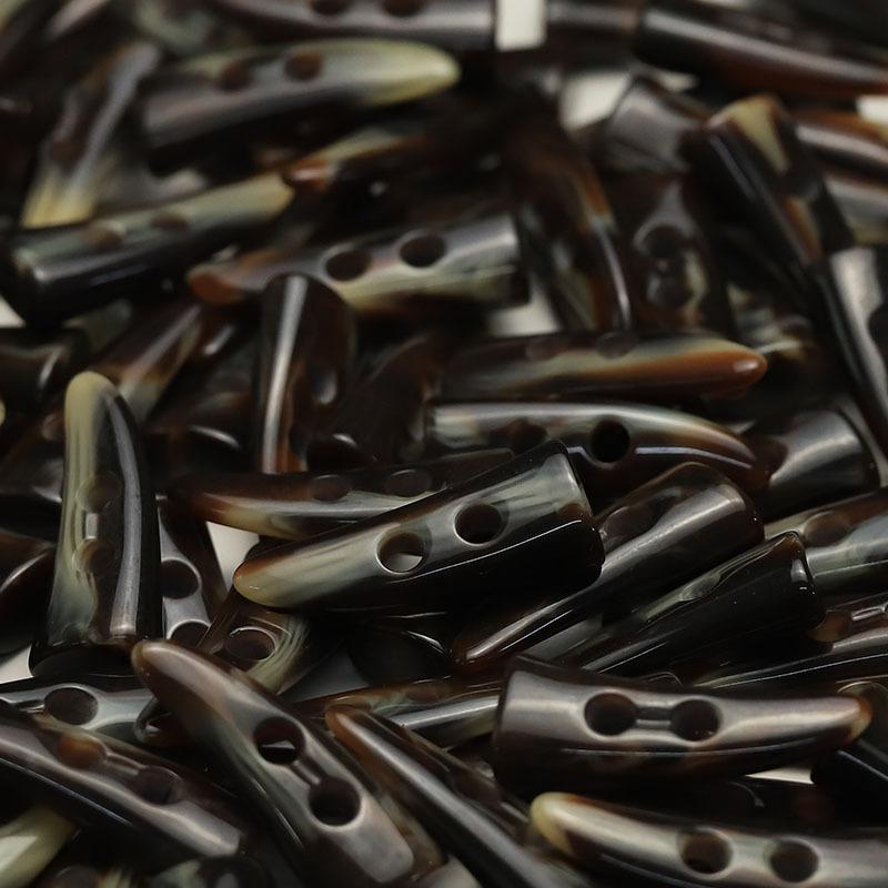 

Horn Tip Two-Eyed Resin Buttons Double-Sided Leather Coat Decorative Accessories Trench Coat Blazer Buttons 2 #[44x18mm QH303 horn tip two eyes coffee color]