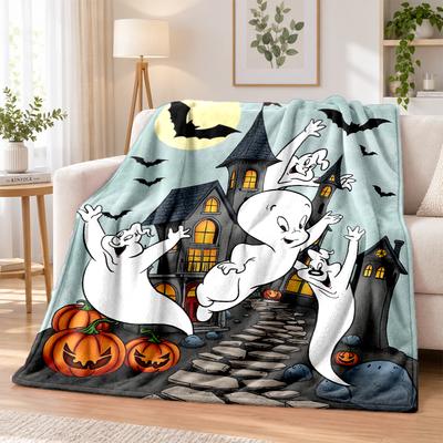 Casper the Friendly Ghost Flannel Throw Blanket Soft Warm Cozy For Sofa Bed Indoor Home Bedroom Use
