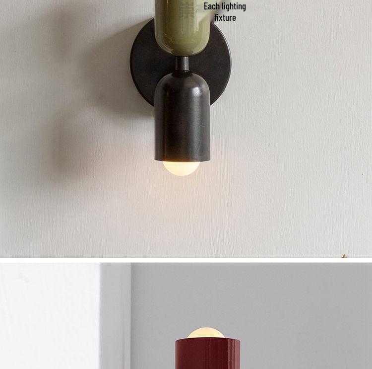 Mid-Century Modern Double-Head Cream Wall Lamp - Creative & Colorful Vintage Design for Nordic Bedrooms