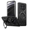 Military Armor Shockproof Phone Case For Xiaomi Redmi Note 14 Pro Plus 360° Rotating Ring Stand TPU Frame Plastic Back Cover
