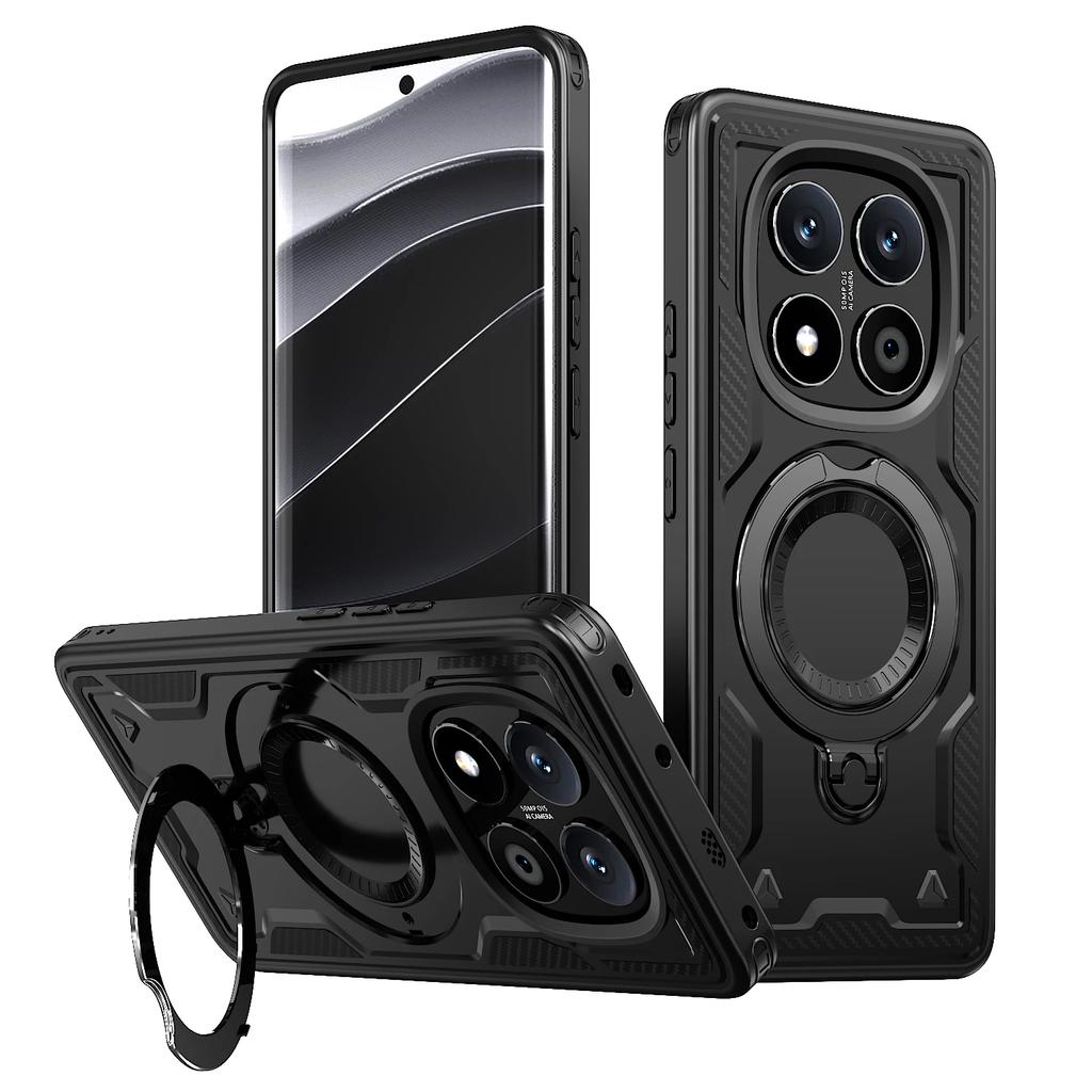 For Xiaomi Redmi Note 14 Pro Plus Case Military Armor Shockproof 360° Rotating Ring Stand TPU Frame Plastic Phone Cover Fundas
