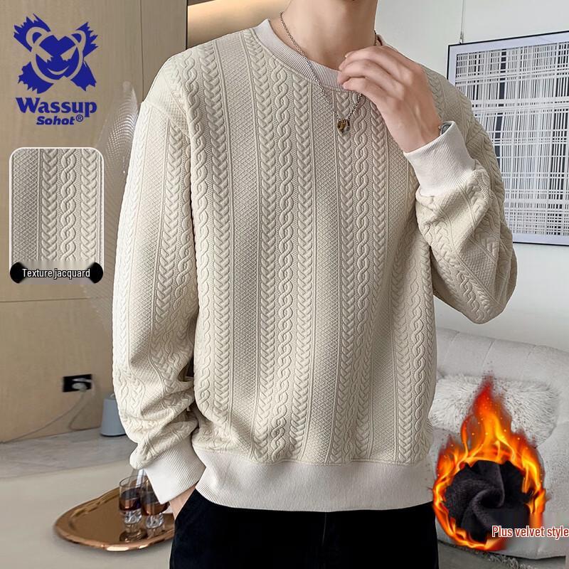 Wassup Sohot Men's Round Neck Long Sleeve Top
