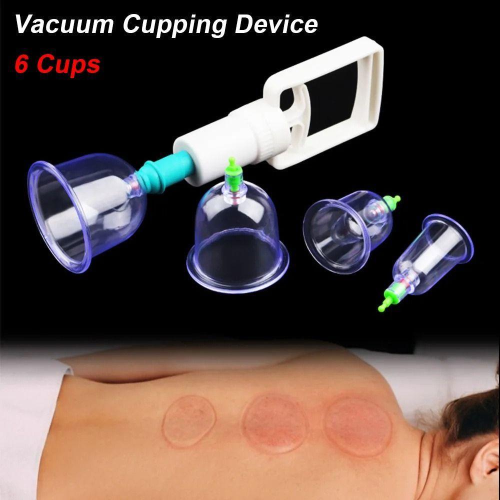 8Pcs/Set Anti-cellulite Vacuum Cupping Cans Dry Wet Type Non-Glass Massage Cupping Device 6 Cups Body Therapy