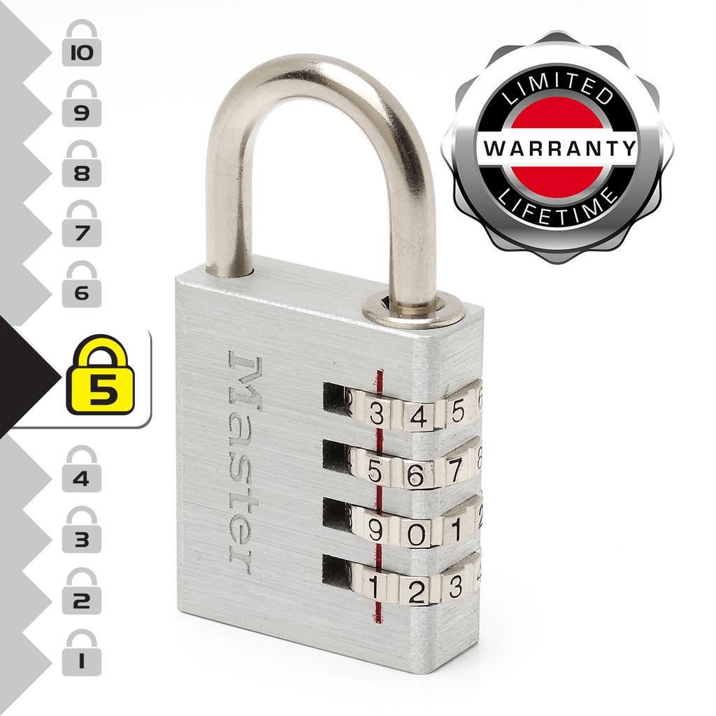 Master Lock Combination Padlock in Aluminium, 40x78x15 mm