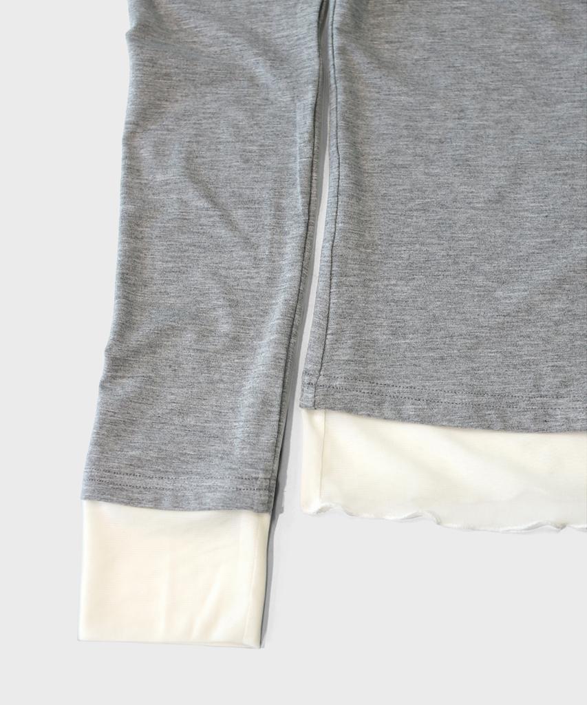 Maseumaluljeueopaeleol Mash Layered Henry Neck Top_Melange Gray