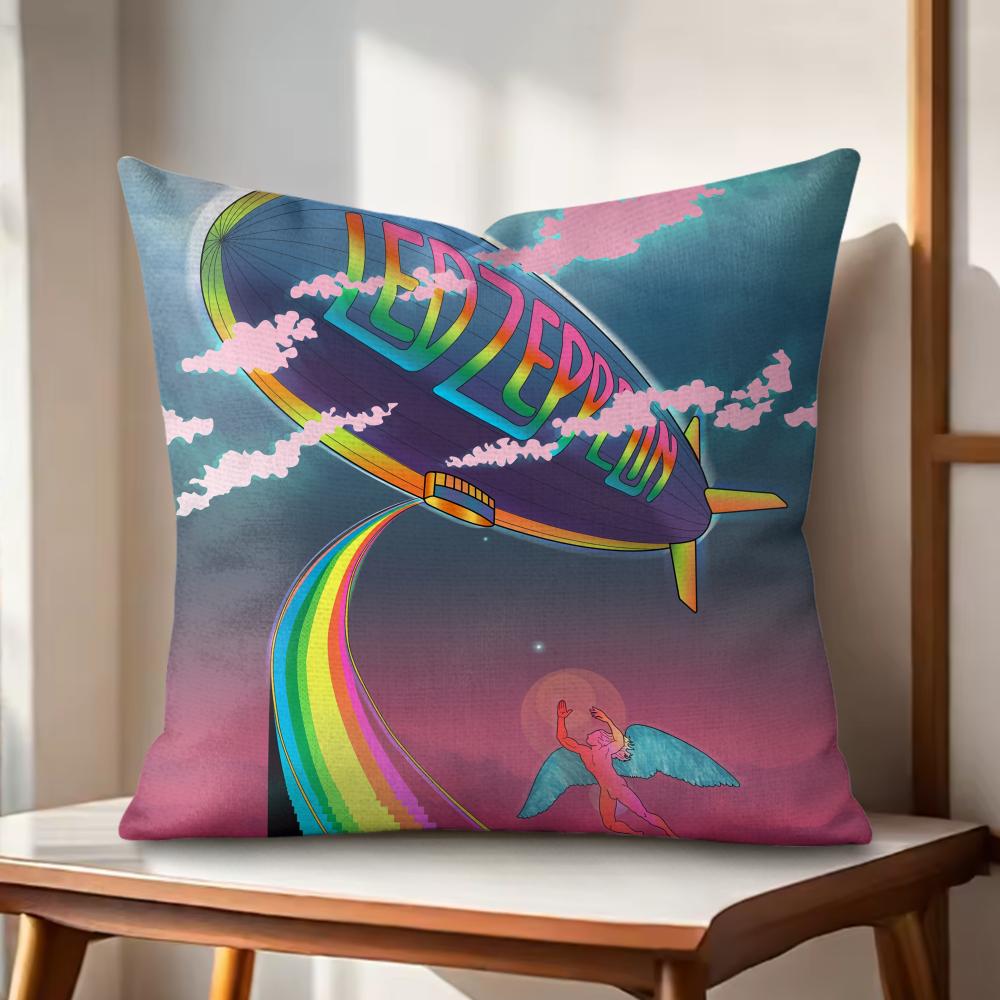 

Band LLed ZZeppelin Cushion Cover Natural Linen Organic Fabric DoubleSided Printing Couch Pillow Covers Home Decor 30x30cm