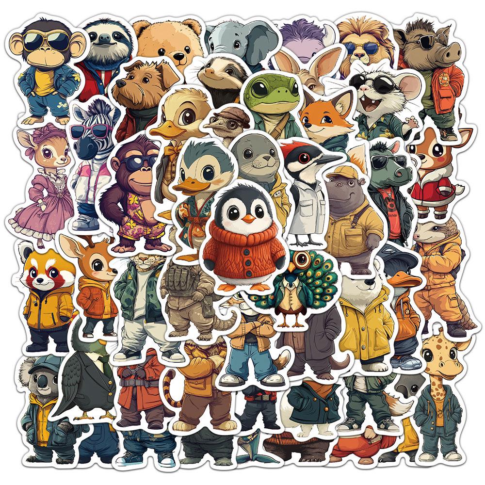 Sada samolepek divoké zvěře: Los, Alpaka, Panda & Lev