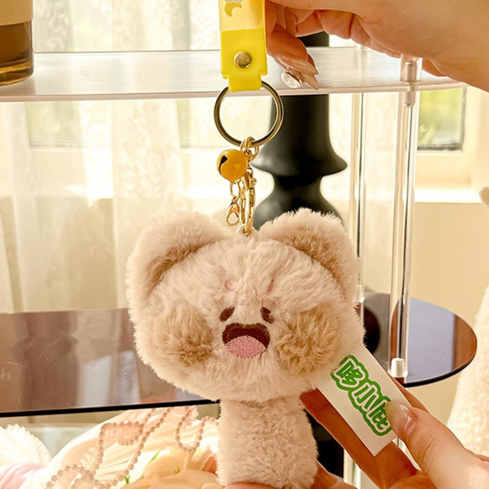 2pcs/set Funny Plush Animal Pendant Fur Cartoon Doll Keychain Purple Cute Cat Key Ring  Daily