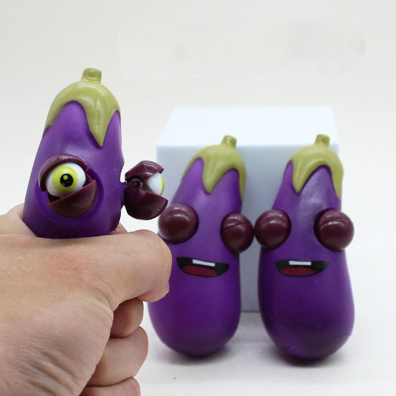 Relief Eggplant Stress Toy Extrusion Rebound Toy Portable Kids Gifts Birthday