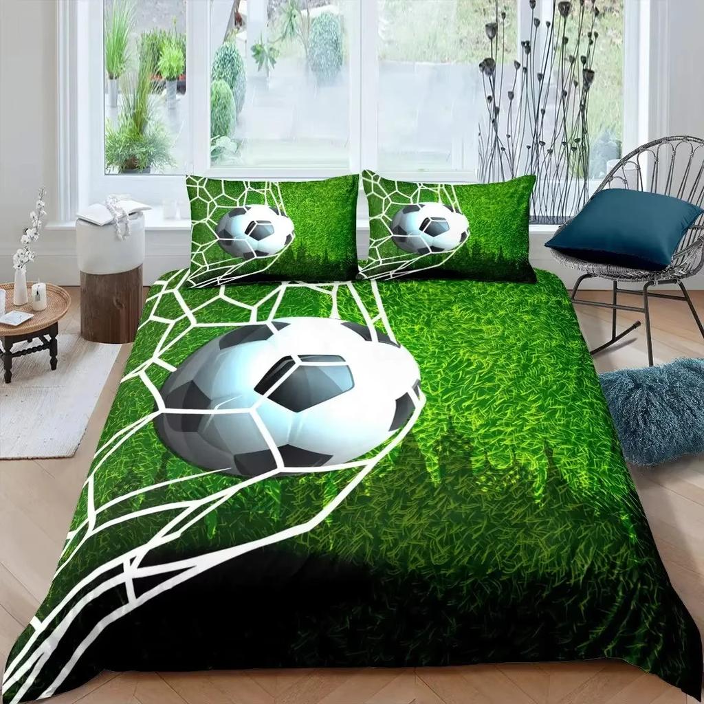 American Football Duvet Cover Set Full Size Sports Games Bedding Set Soccer Field Comforter Cover for Boys Teens Quilt Covers