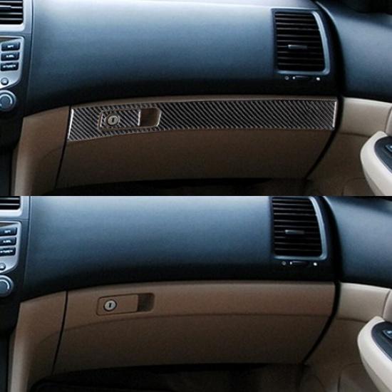 2Pcs Carbon Fiber Glove Box Panel Cover Trim For Honda Accord Sedan 2003-2007