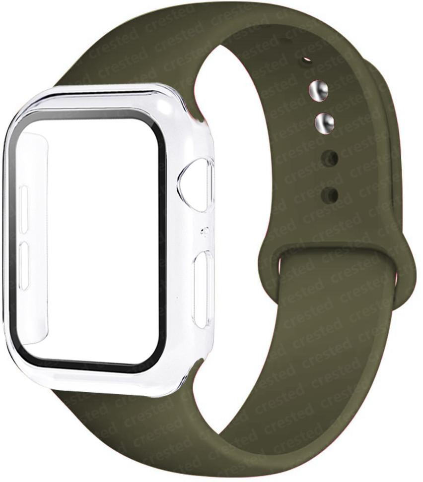 For Apple Watch Bands 46mm 44mm 41mm 40mm 45mm 42mm Silicone Correas Bracelet Iwatch Series 10 9 8 7 6 SE 3 11 Glass+Case+Strap