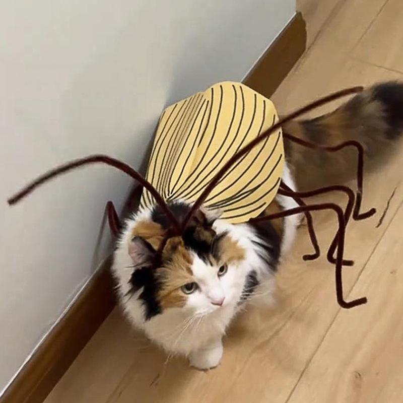 Pet Party Outfit Cat Cockroach Wings Costume Kit Diy Material Pack For Cat Cosplay Dresses With Cute Antennae Apparel