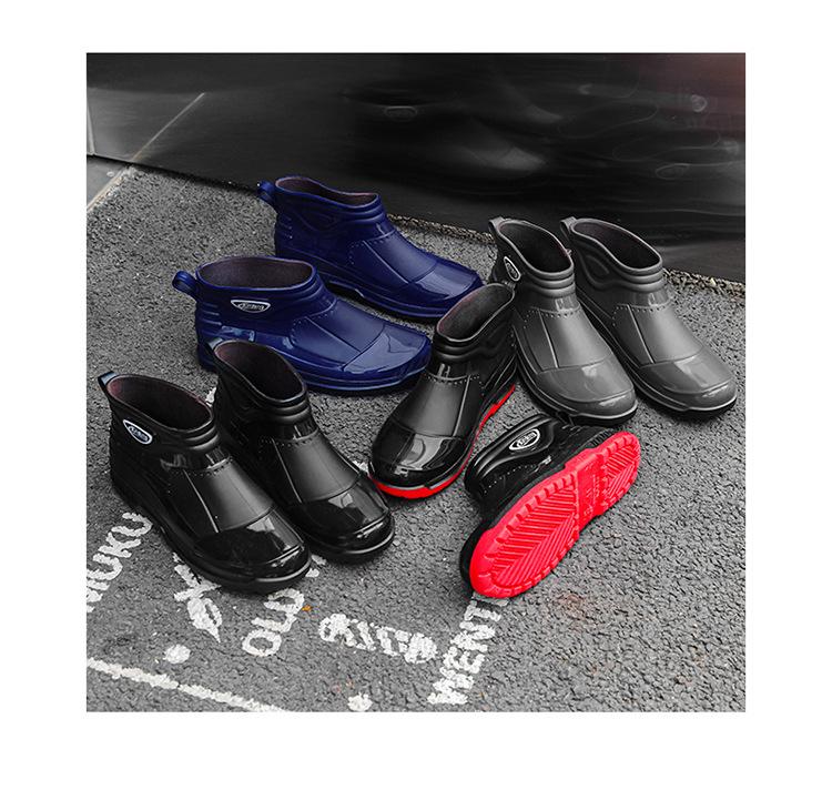 Men's Waterproof Short Rain Boots with Cotton Lining - Non-Slip Winter Wading Shoes