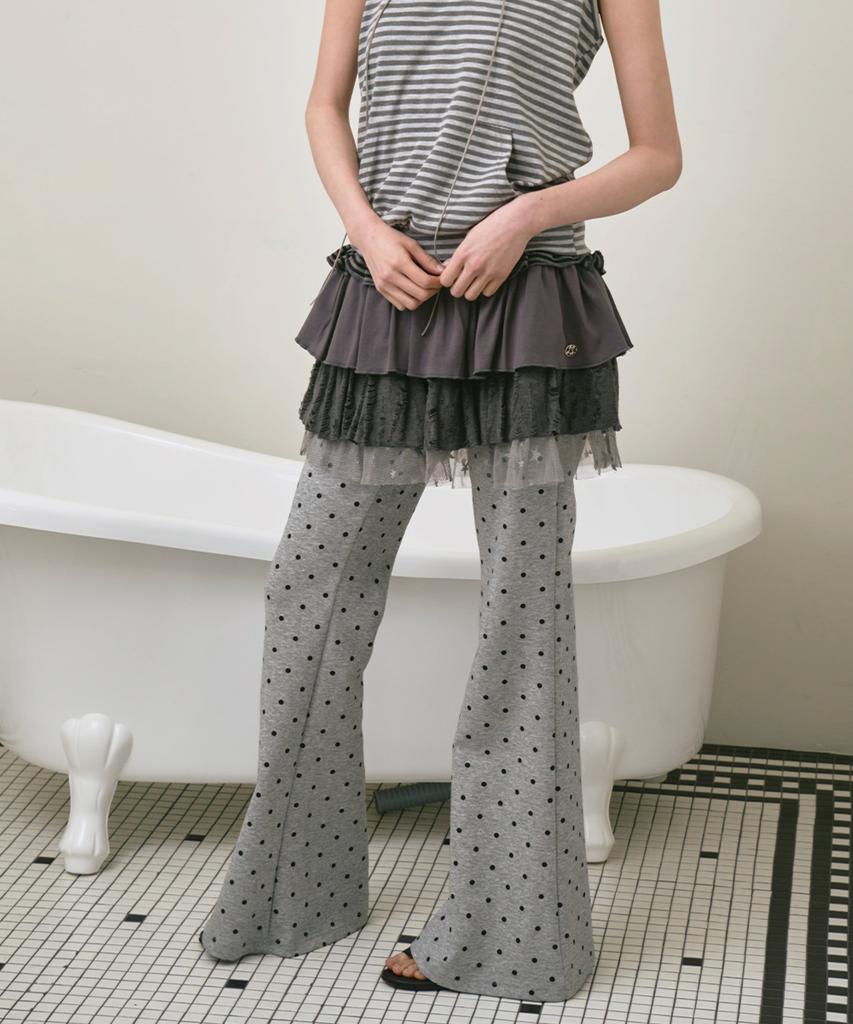 THE GREEN LAB Pocket Bootcut Dot Pants [Melange Gray]