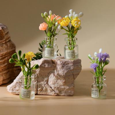 2 Stück Mini Blumenvase Puppenhauszubehör Simulation Rosa Rose Weißer Jasmin Mini Blumengesteck Miniaturmodell