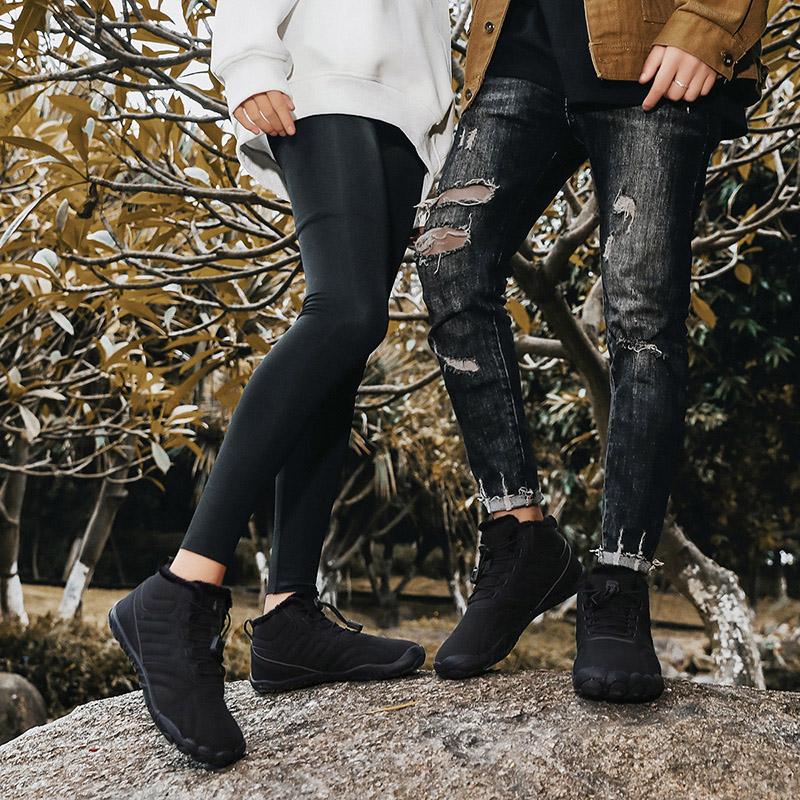 Unisex Winter Boots Men Women Waterproof Snow Cotton Boots Women Sneaker Men Barefoot Warm Fur Anti Slip Trekking Hiking Shoes