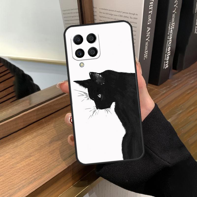 Black Cat Face Kitty Case For Samsung Galaxy M31 M21 M11 M20 M23 M54 M14 M34 M13 M52 M32 M12 M16 M36 M56 M15 M55