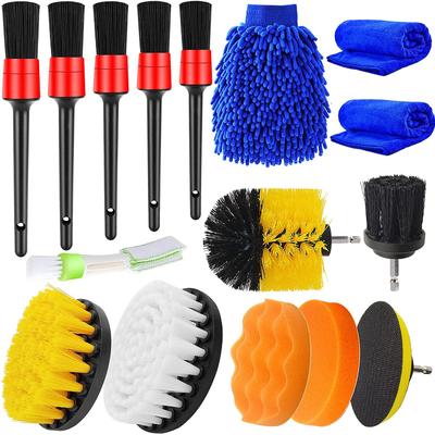 16 pièces ensemble de brosses de détail de voiture brosses de nettoyage de voiture éponges serviette bouches d'aération de voiture pour le nettoyage des jantes outils de nettoyage de la poussière de saleté 197756741