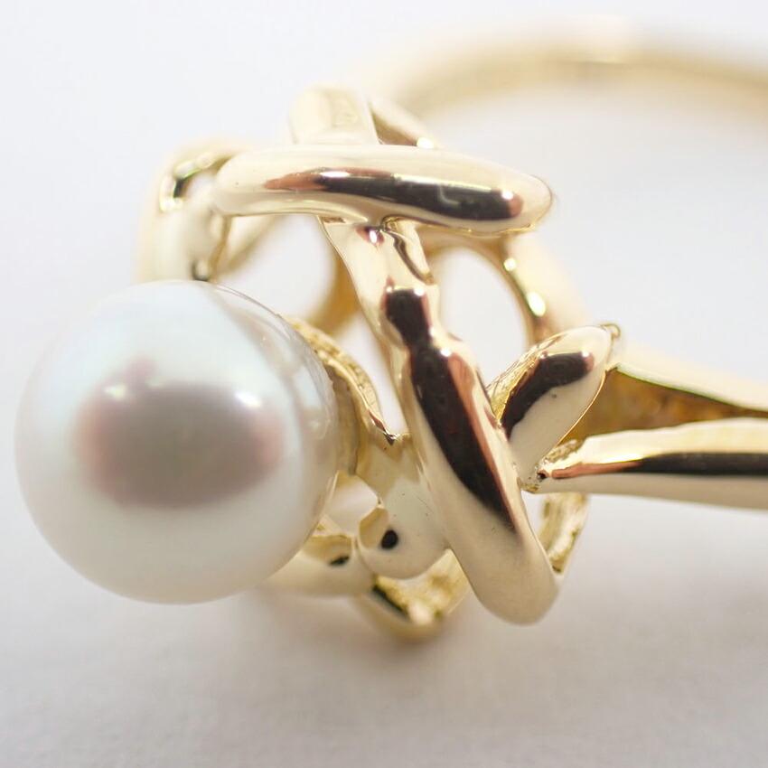 [Pre-owned] TIFFANY / Tiffany / 750YG / Akoya Pearl / Signature Ring / Size 6 / j53-2